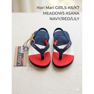 Hari Mari 6-7  Kids Meadows Asana - Navy/Red/Lily Toddler Flip Flops Brand New